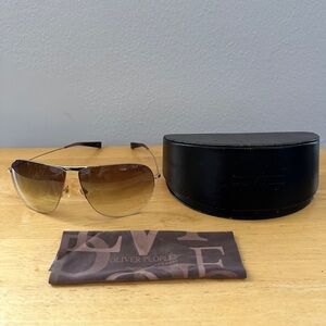 Oliver Peoples Brown Gradient Lens Aviator Sunglasses